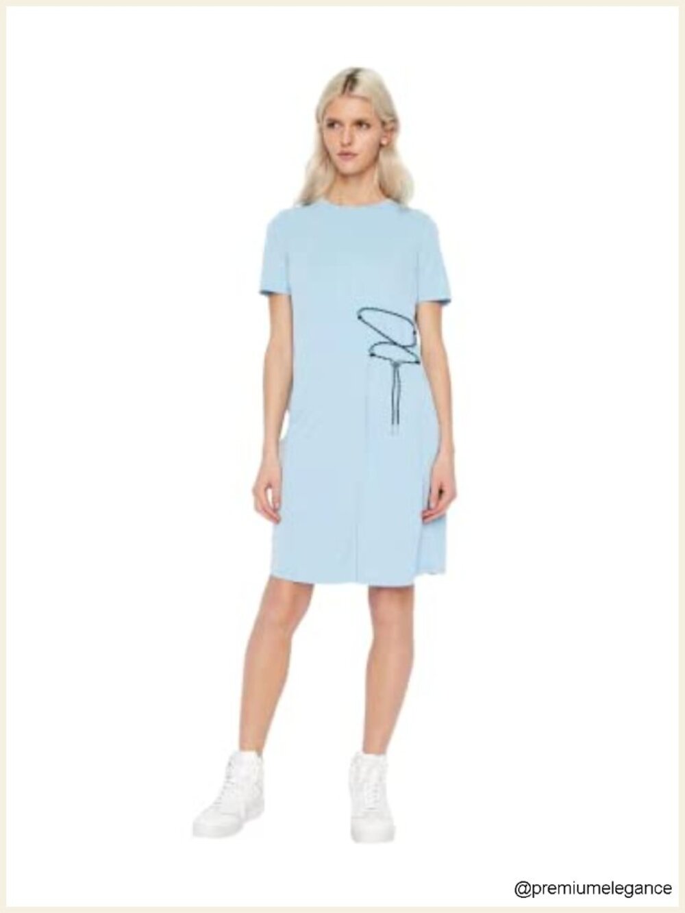Armani Exchange Drawstring Detail Tee Dress, Knee-Length